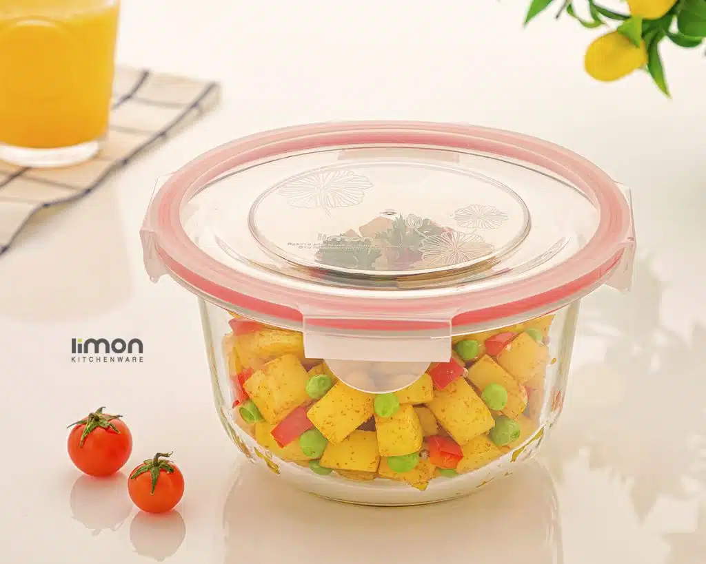 کاسه گرد شیشه ای دربدار کوچک