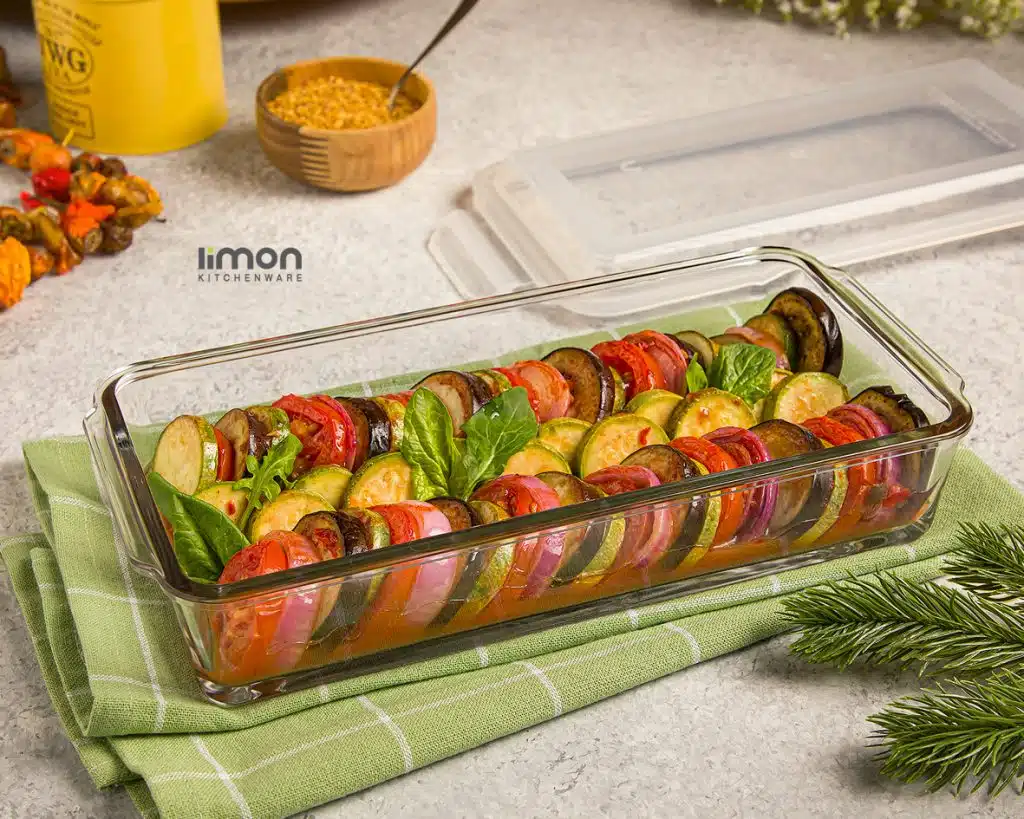 ظرف غذا شیشه ای لیمون مستطیل 1.4 لیتر
