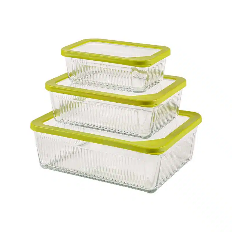 ست ظرف شیشه ای شیاردار لیمون