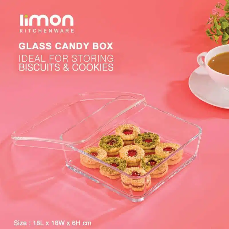بیسکوییت خوری شیشه ای دربدار لیمون