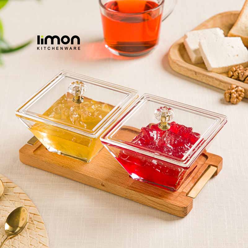 اردو خوری مربع 2 خانه پایه چوبی لیمون مدل 2241