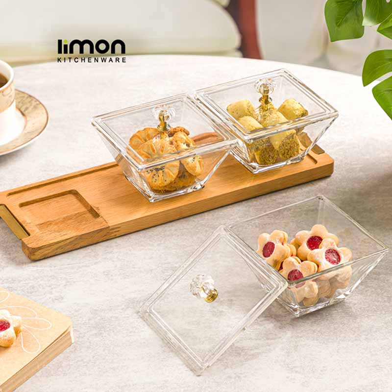 اردو خوری مربع 3 خانه پایه چوبی لیمون مدل 2242