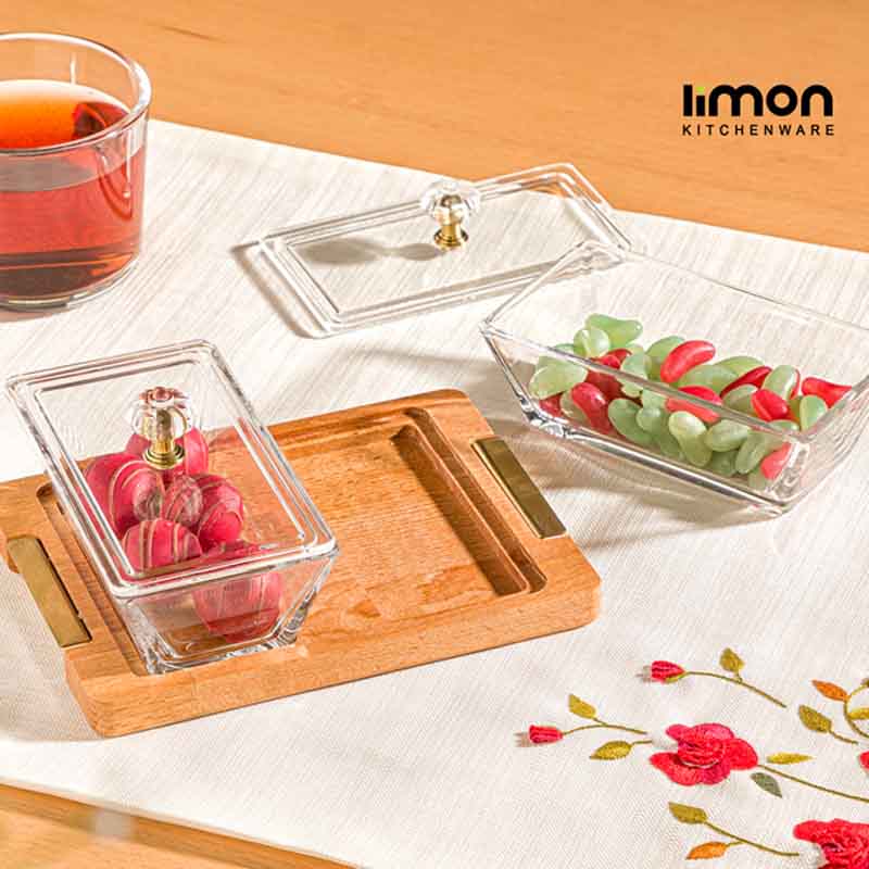 اردو خوری مستطیل 2 خانه پایه چوبی لیمون مدل 2247