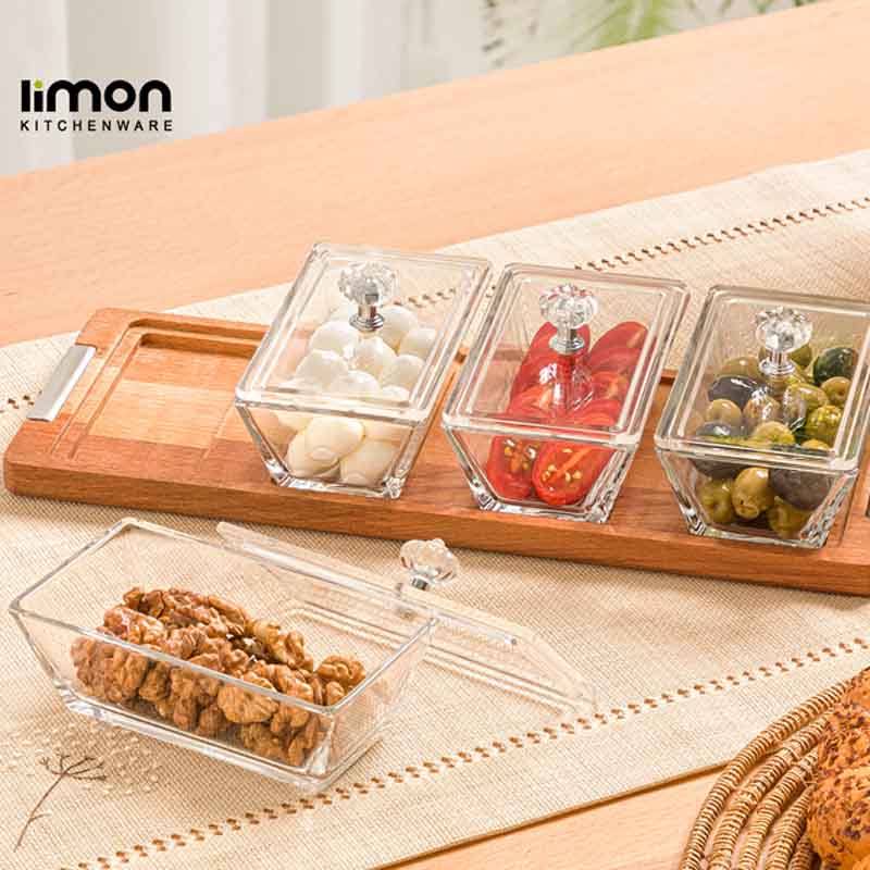 اردو خوری مستطیل 4 خانه پایه چوبی لیمون مدل 2249