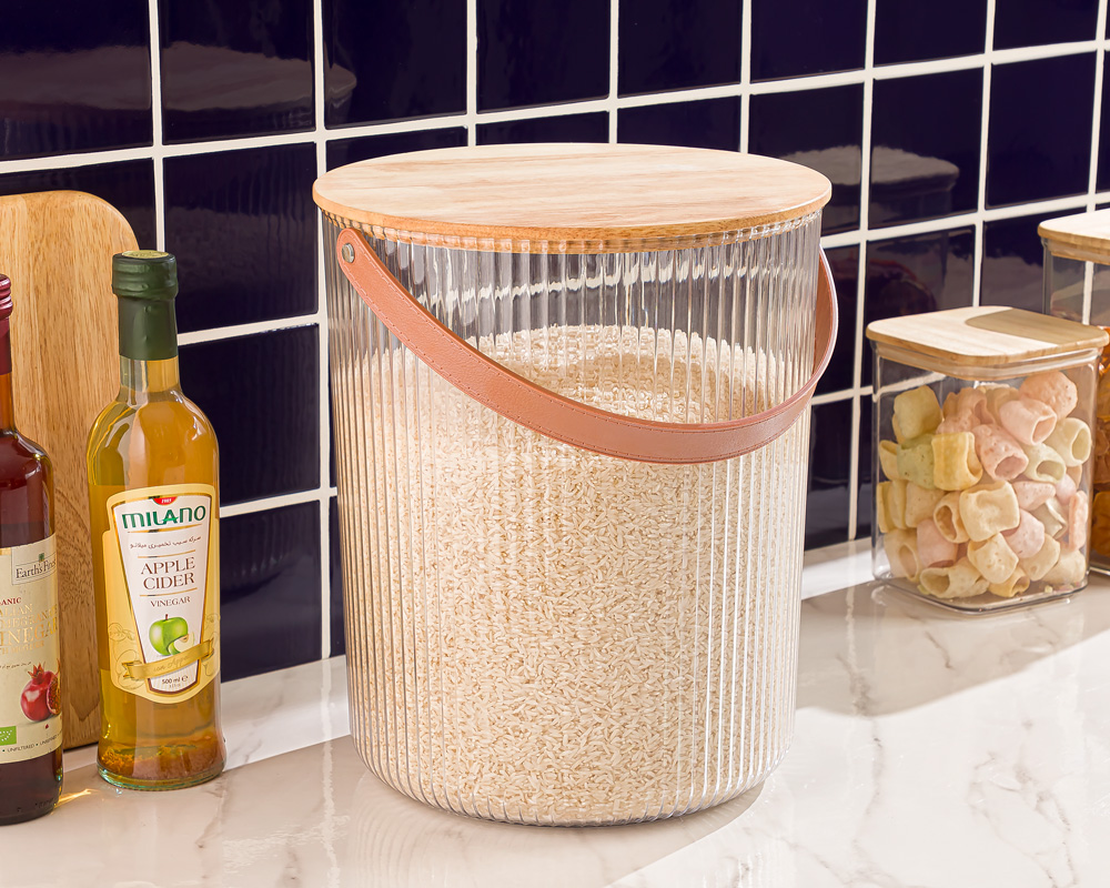 سطل شیاردار درب چوبی لیمون 12 لیتر 2455