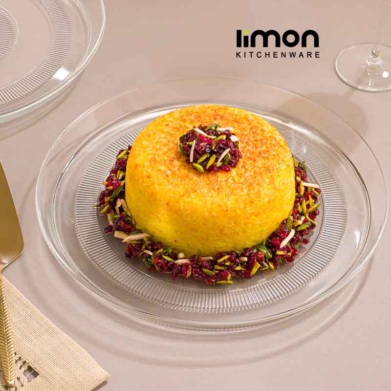دیس گرد شیشه ای لیمون 30 سانتی